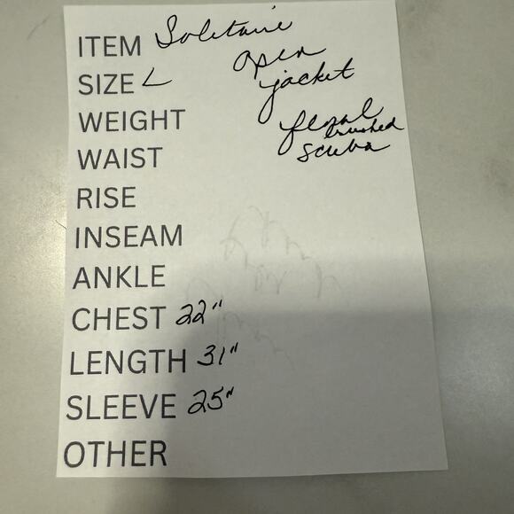 Solitaire Faux Suede Open Jacket Size L Pink Brown Floral Notch Collar Pockets - Picture 9 of 9